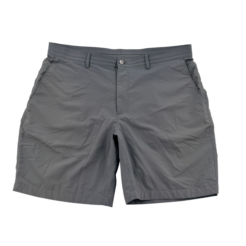Original Penguin Mens Gray Performance Golf Shorts Size 38 Drawstring Stretch